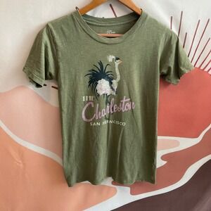 J Crew Womens XXS Green Ostrich Charleston San Francisco Graphic T Shirt Tee